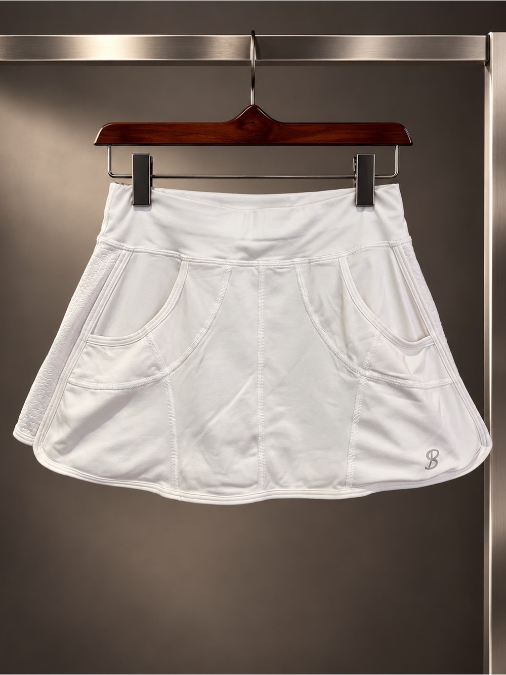 SOFIBELLA Tennis Skort White Textured Side Panel Pockets Womens XS